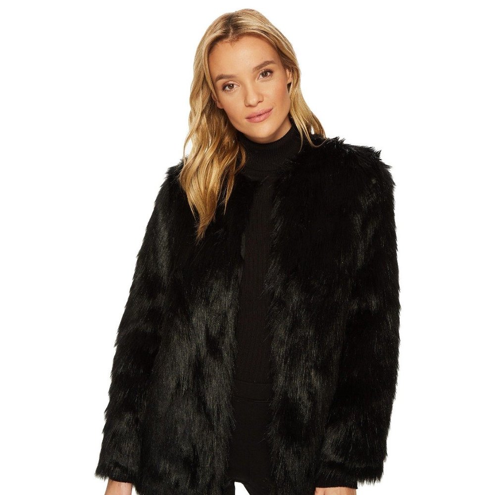 BB Dakota Black Faux Fur Coat